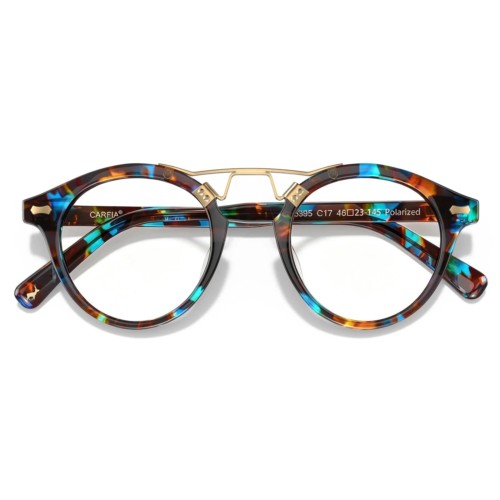 IGIOO Avonpak CA5395-FC17 Tortoise Acetate Round Prescription Glasses Eyeglasses for Unisex, Flatlay View
