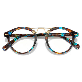 IGIOO Avonpak CA5395-FC17 Tortoise Acetate Round Prescription Glasses Eyeglasses for Unisex, Flatlay View