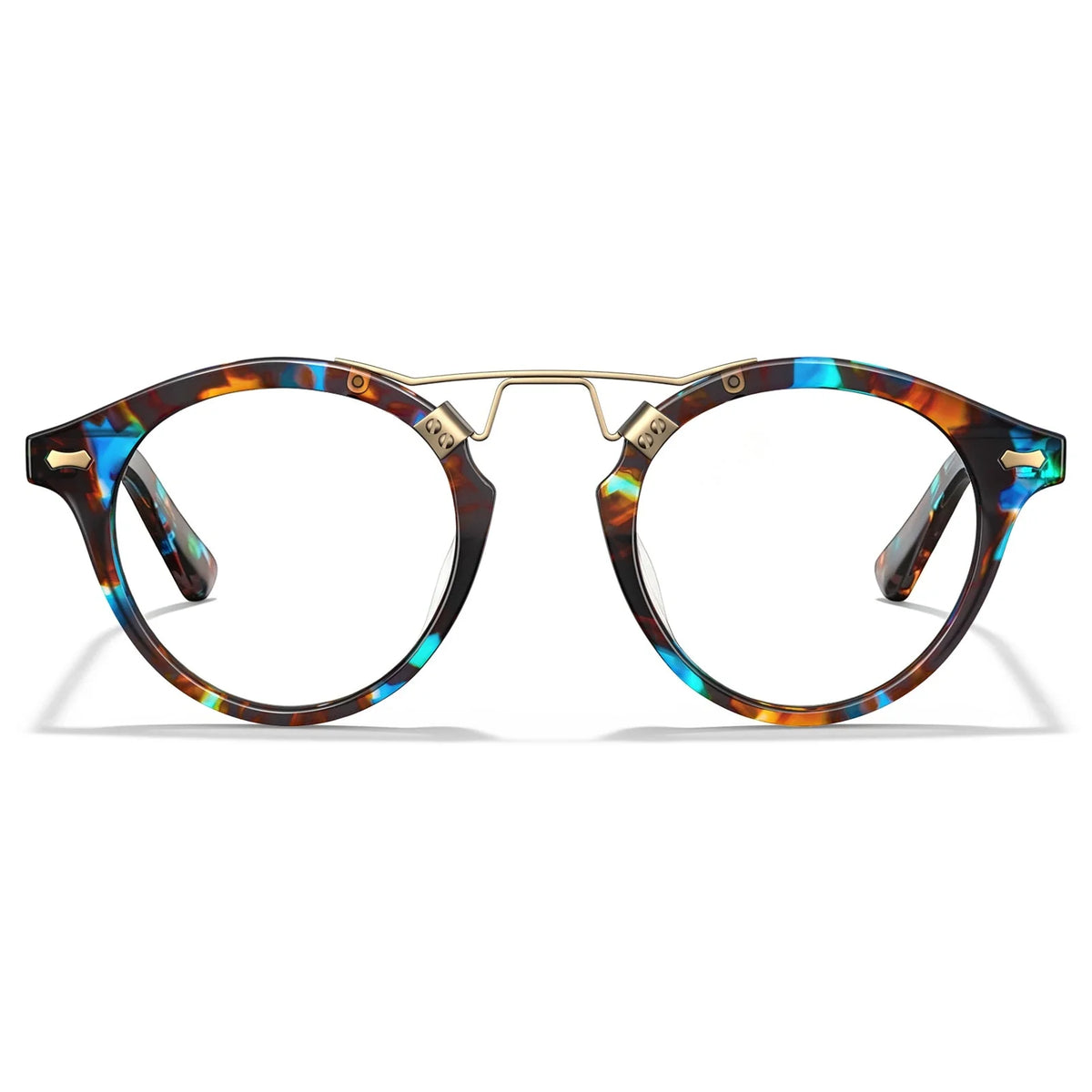 IGIOO Avonpak CA5395-FC17 Tortoise Acetate Round Prescription Glasses Eyeglasses for Unisex, Front View