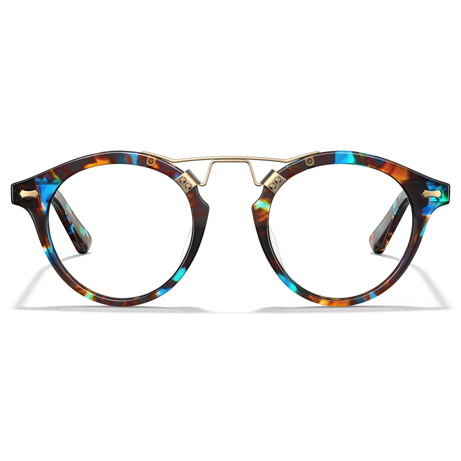 IGIOO Avonpak CA5395-FC17 Tortoise Acetate Round Prescription Glasses Eyeglasses for Unisex, Front View