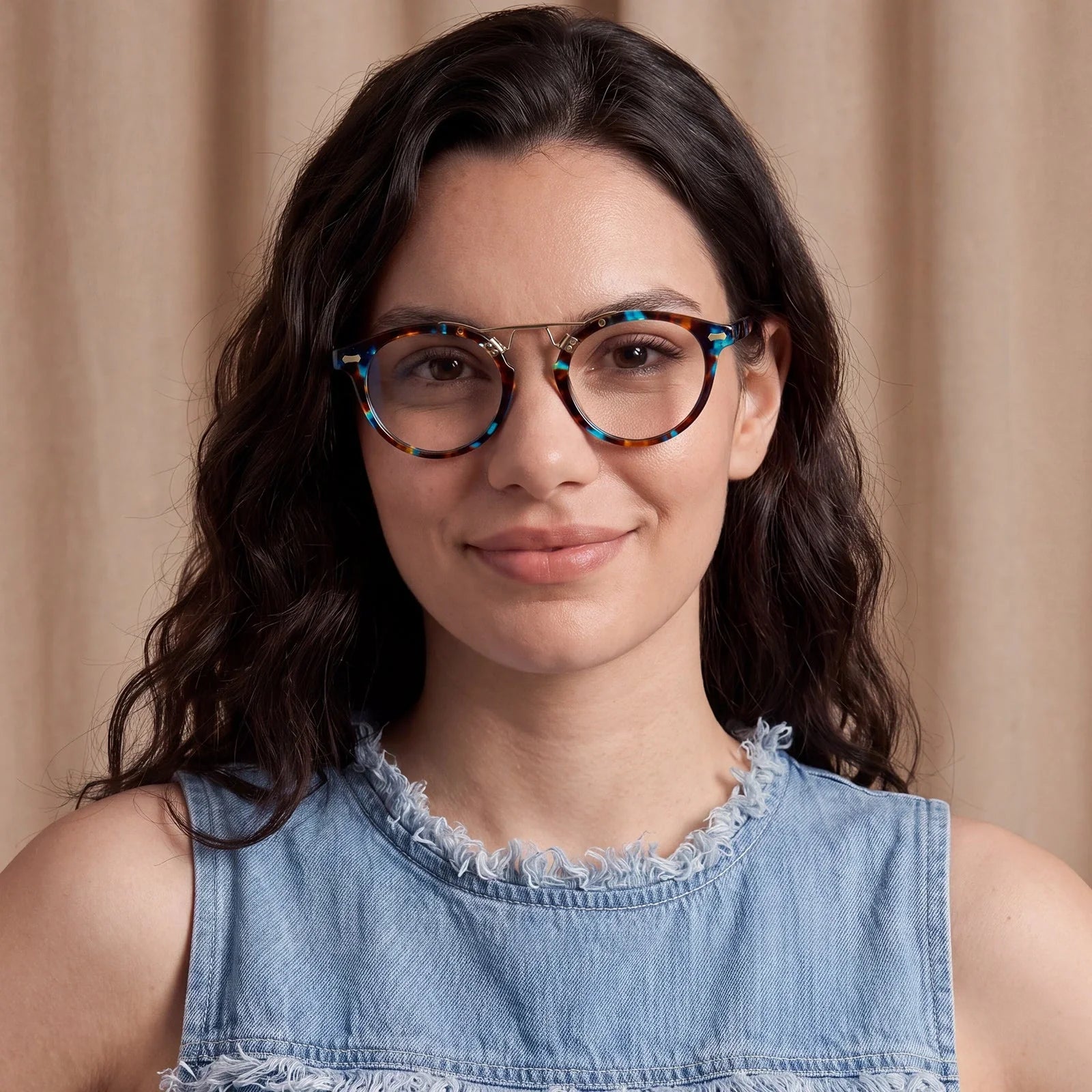 IGIOO Avonpak CA5395-FC17 Tortoise Acetate Round Prescription Glasses Eyeglasses for Unisex, Model View