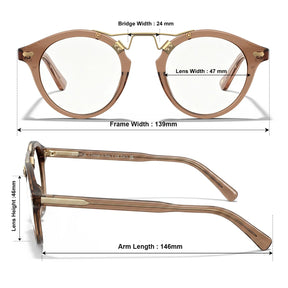 IGIOO Avonpak CA5395-FC28 Tortoise Acetate Round Prescription Glasses Eyeglasses for Unisex, Size Chart