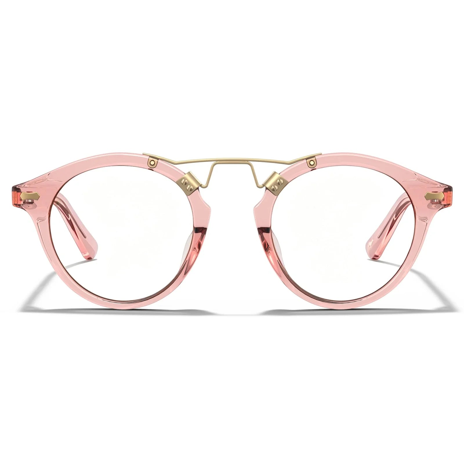 IGIOO Avonpak CA5395-FC29 Pink Acetate Round Prescription Glasses Eyeglasses for Unisex, Front View