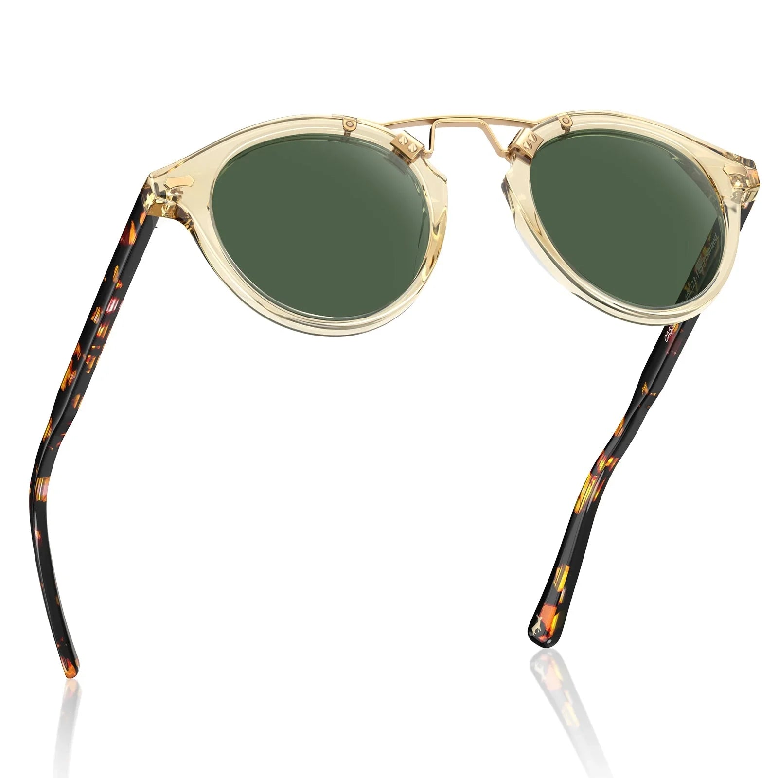 IGIOO AvonPark CA5395-C25 Gold Acetate Round Polarized Sunglasses for Women, Front View