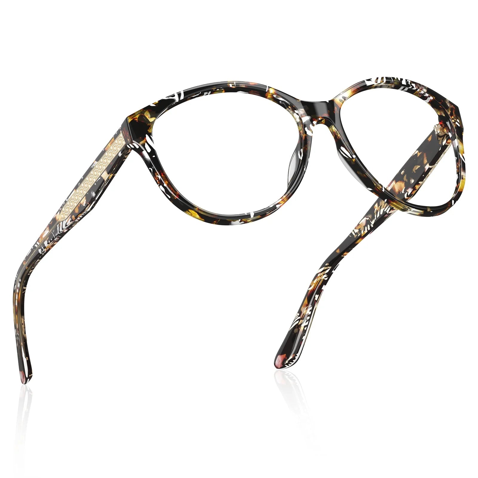 IGIOO Barrie CA5396-FC08 Tortoise Acetate Round Prescription Glasses Eyeglasses for Women, Angle View