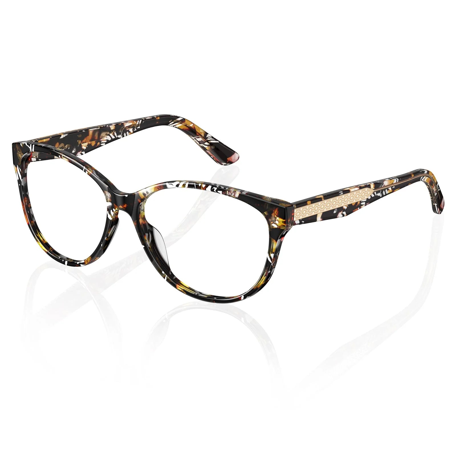 IGIOO Barrie CA5396-FC08 Tortoise Acetate Round Prescription Glasses Eyeglasses for Women, Three-Quarter View
