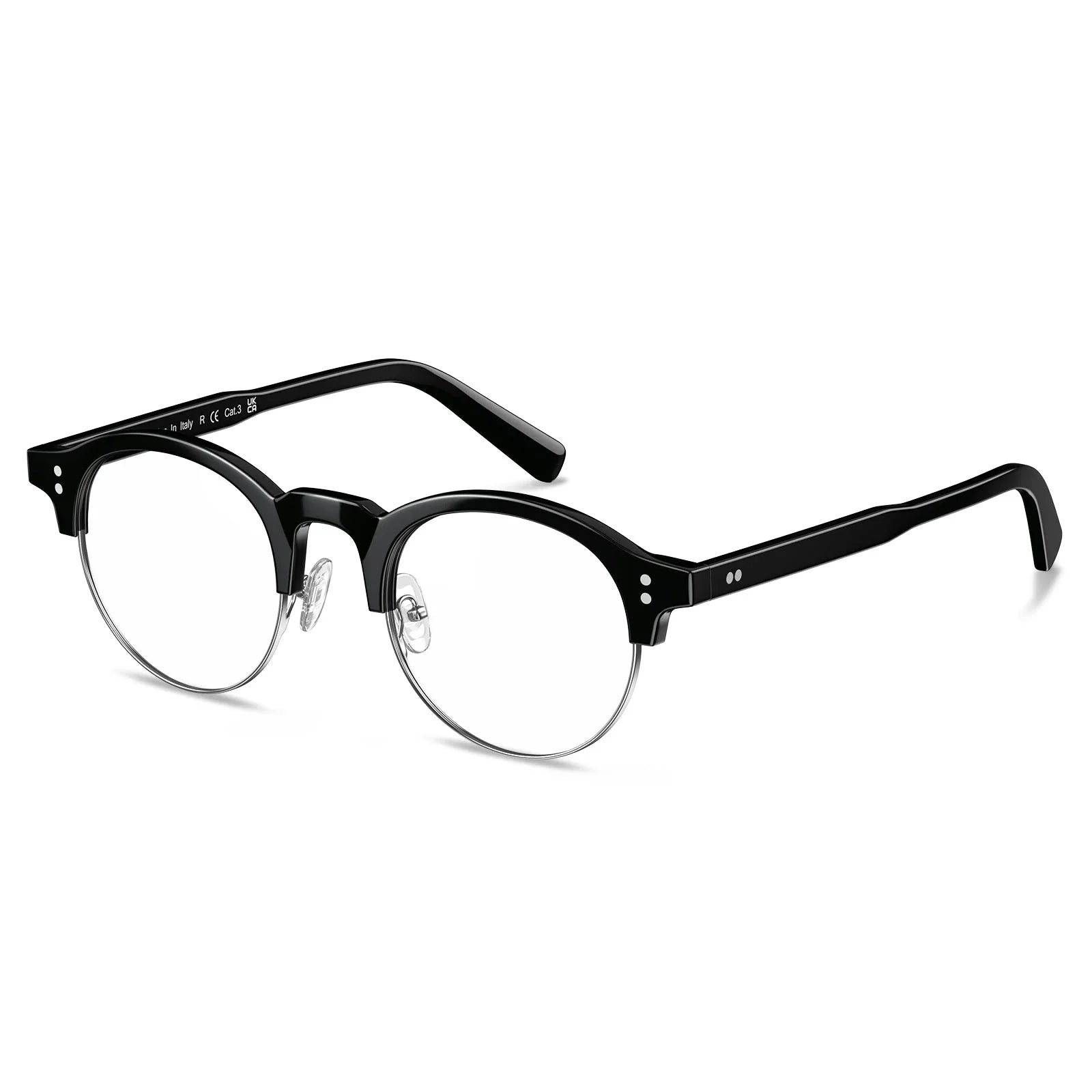 IGIOO Cathom CA1962-FC01 Black Acetate Round Prescription Glasses Eyeglasses for Unisex, Angle View