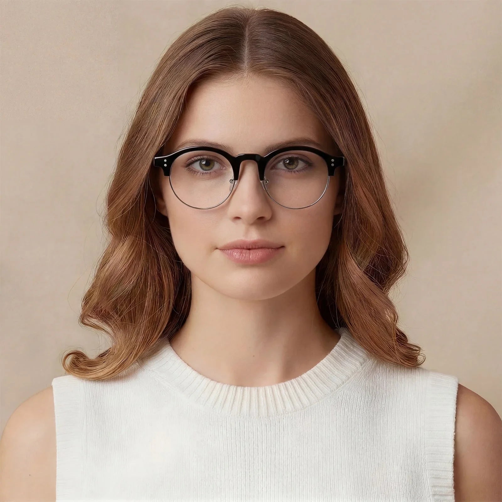 IGIOO Cathom CA1962-FC01 Black Acetate Round Prescription Glasses Eyeglasses for Unisex, Lifestyle View