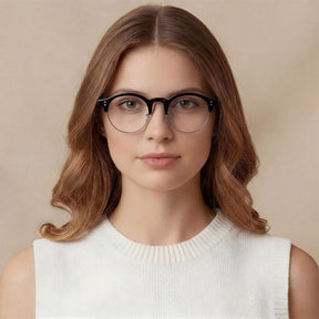 IGIOO Cathom CA1962-FC01 Black Acetate Round Prescription Glasses Eyeglasses for Unisex, Lifestyle View