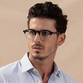 IGIOO Cathom CA1962-FC01 Black Acetate Round Prescription Glasses Eyeglasses for Unisex, Model View