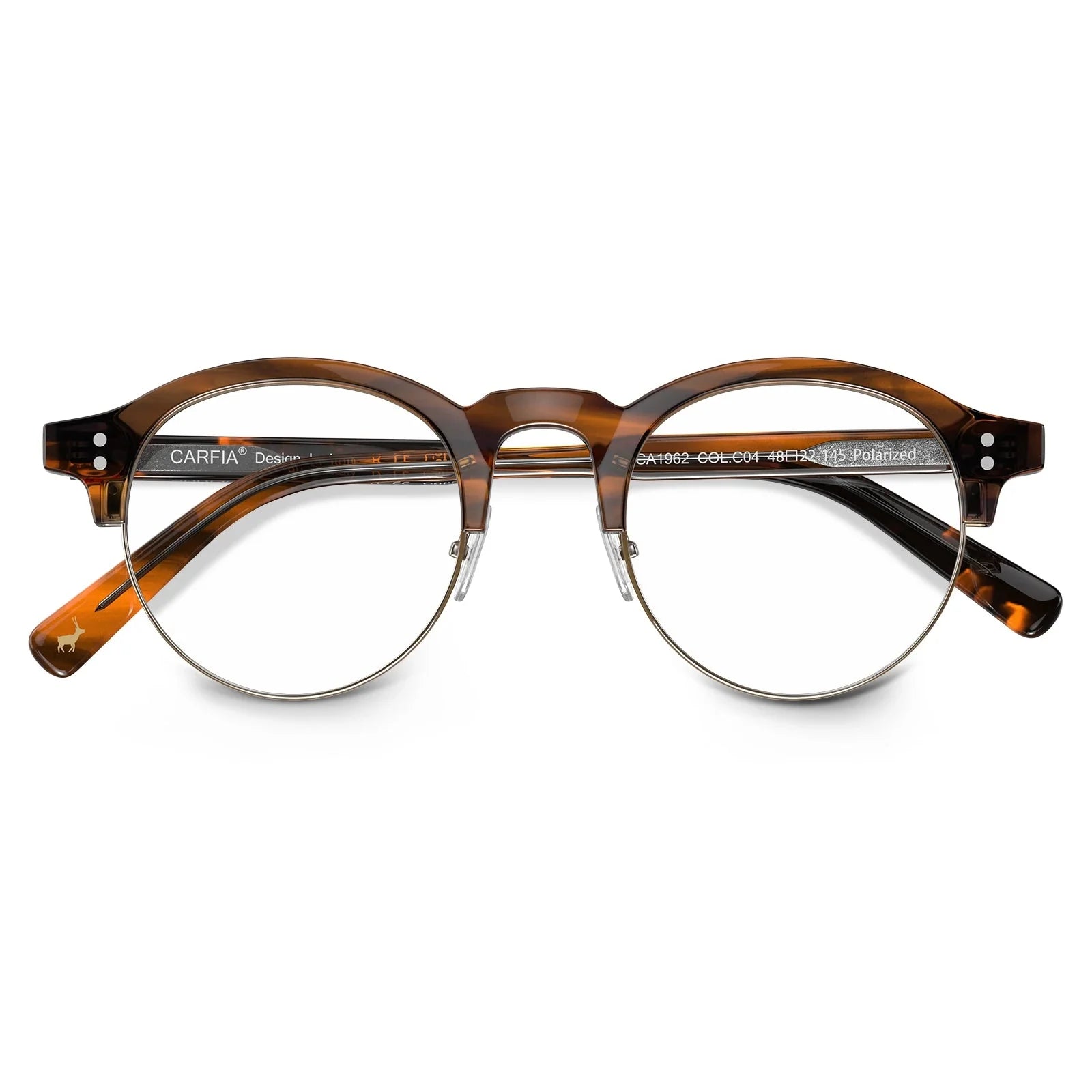 IGIOO Cathom CA1962-FC04 Tortoise Acetate Round Prescription Glasses Eyeglasses for Unisex, Flatlay View