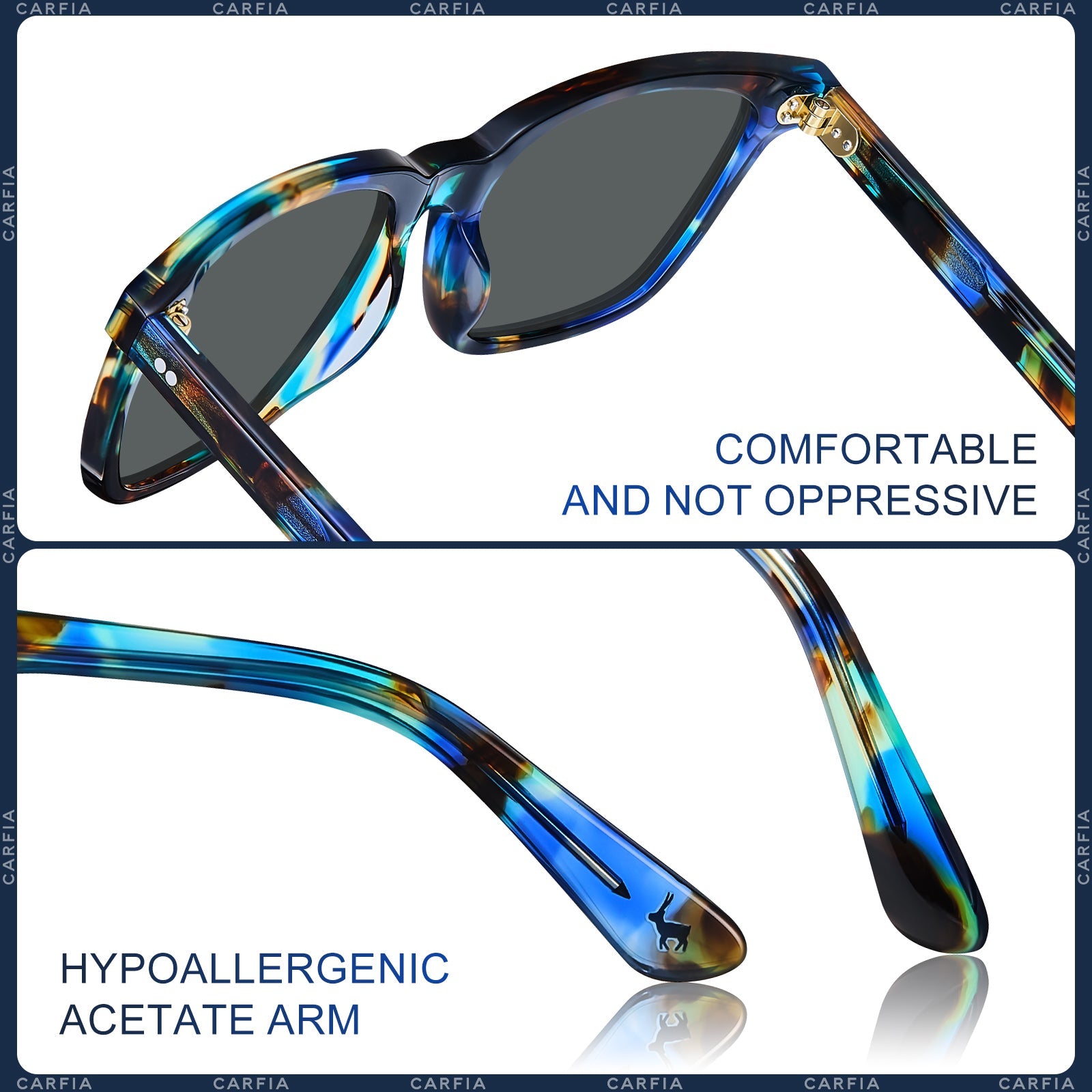 IGIOO Kenora-C17 Black Acetate Heart Polarized Sunglasses for Women, Three-Quarter View