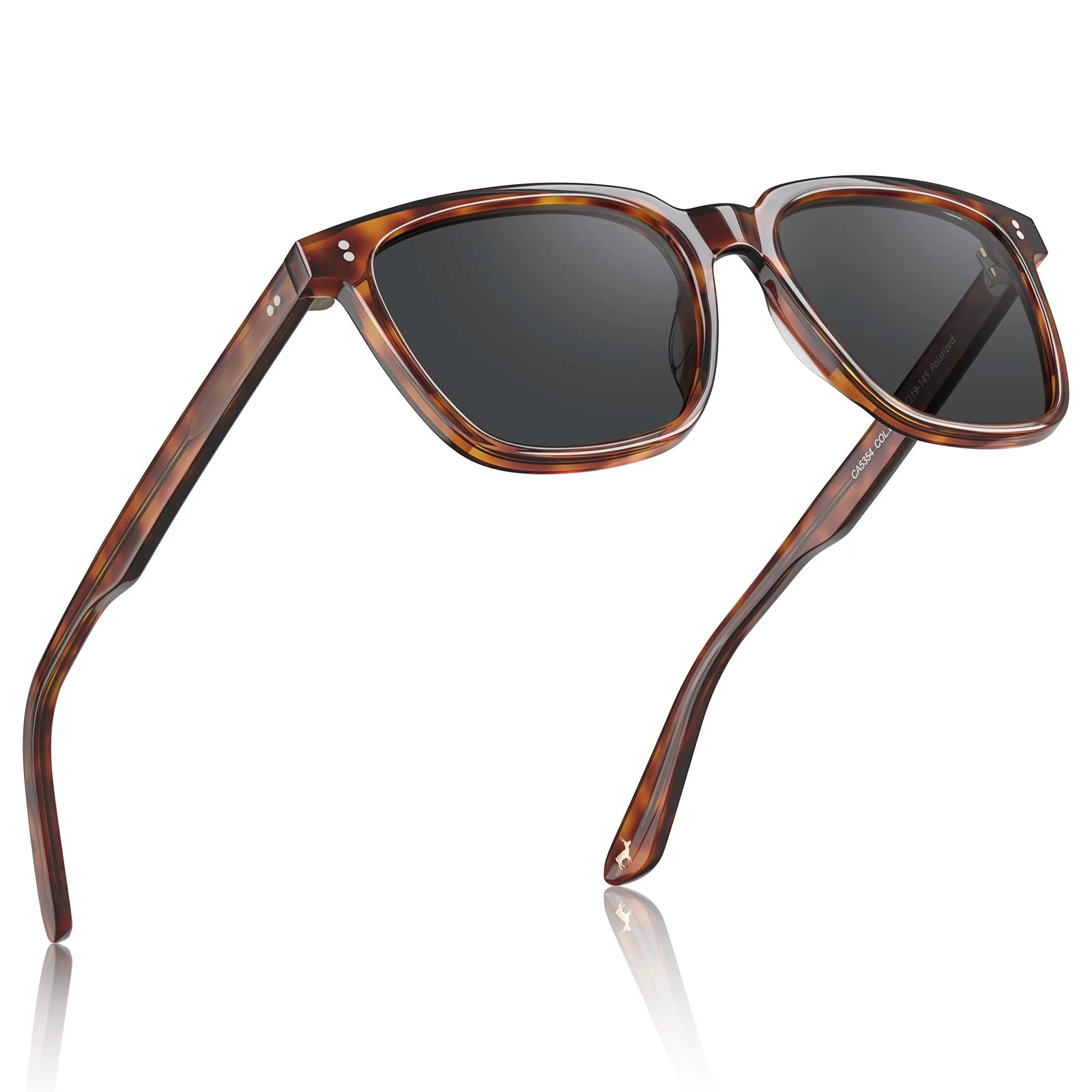 IGIOO Kenosha CA5354L26 Tortoise Acetate Square Polarized Sunglasses for Men, Angle View