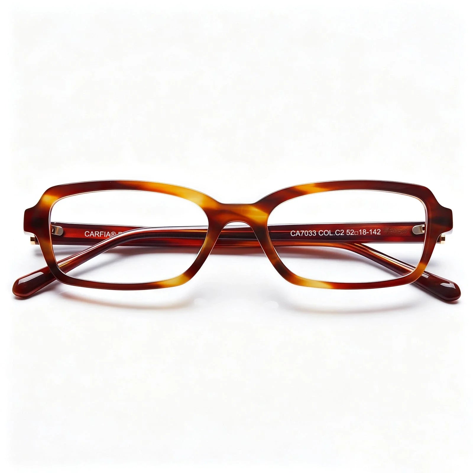 IGIOO Leoon CA7033-C2 Tortoise Acetate Rectangle Prescription Glasses Eyeglasses for Unisex, Flatlay View