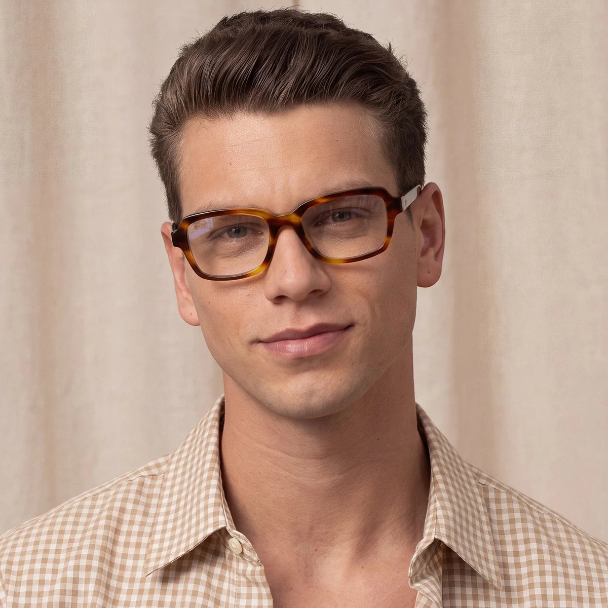 IGIOO Leoon CA7033-C2 Tortoise Acetate Rectangle Prescription Glasses Eyeglasses for Unisex, Model View