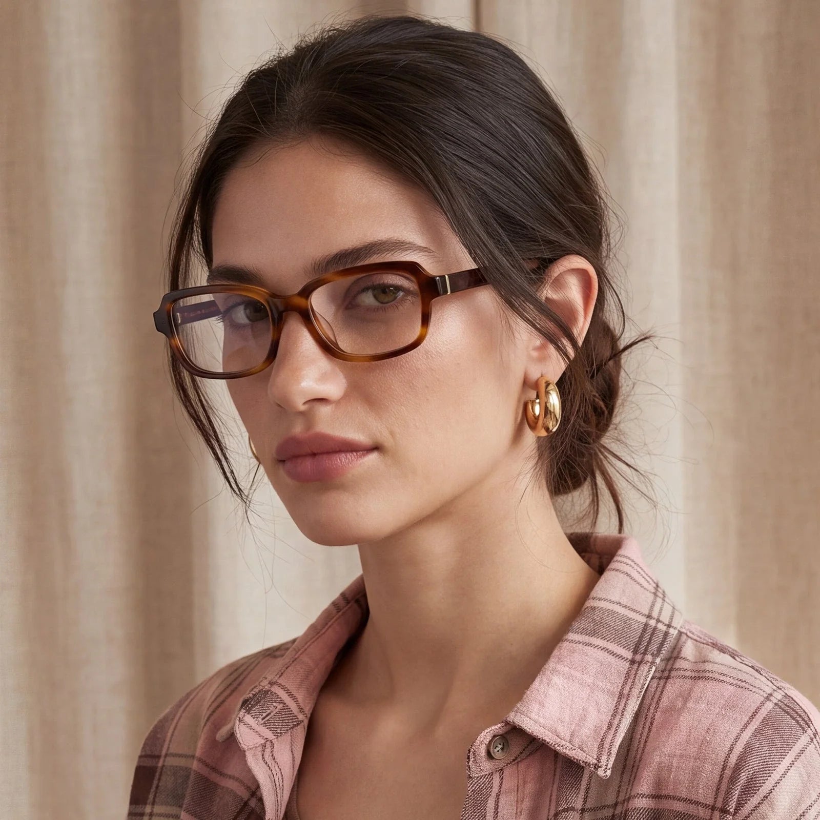 IGIOO Leoon CA7033-C2 Tortoise Acetate Rectangle Prescription Glasses Eyeglasses for Unisex, Three-Quarter-Portrait View