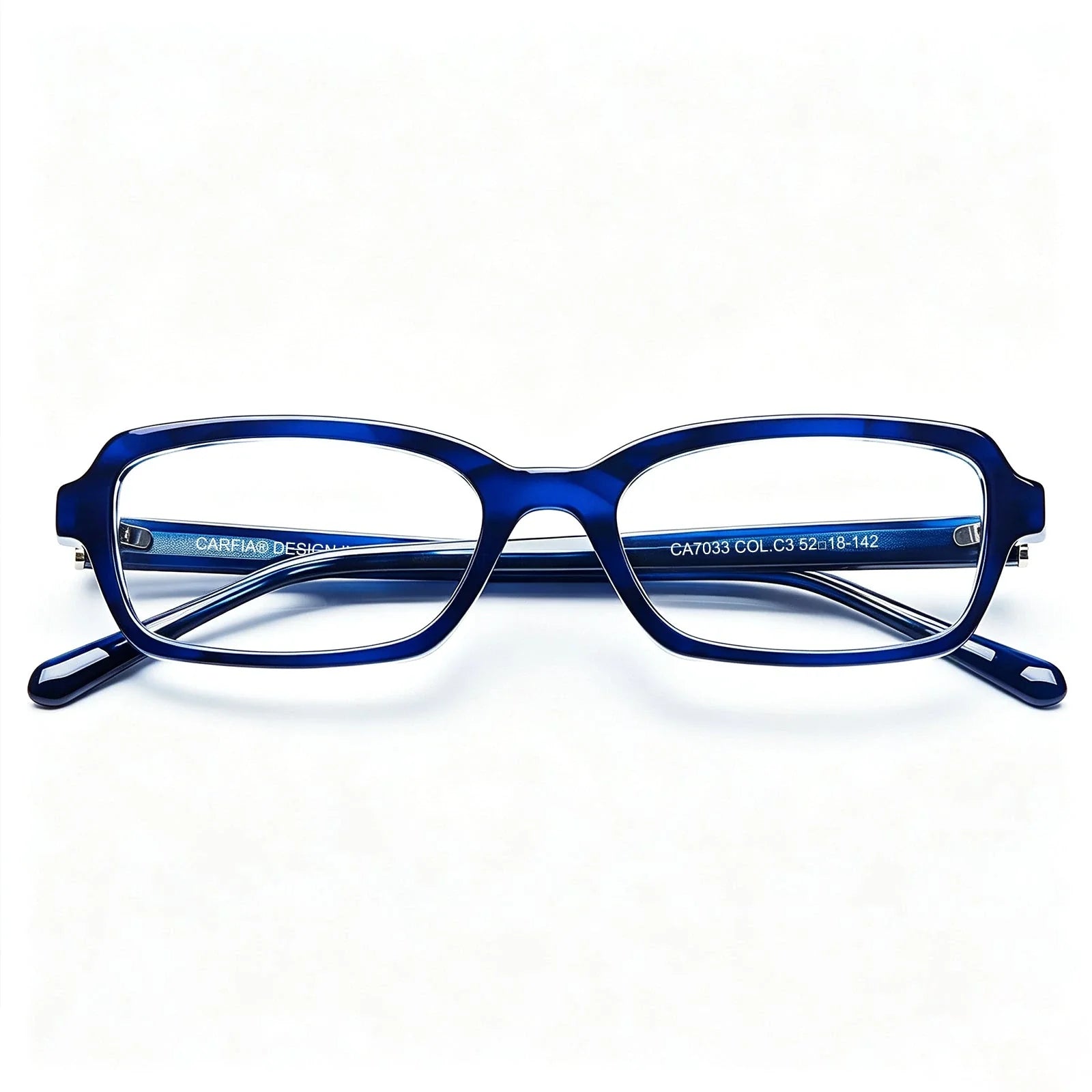 IGIOO Leoon CA7033-C3 Navy Acetate Rectangle Prescription Glasses Eyeglasses for Unisex, Flatlay View
