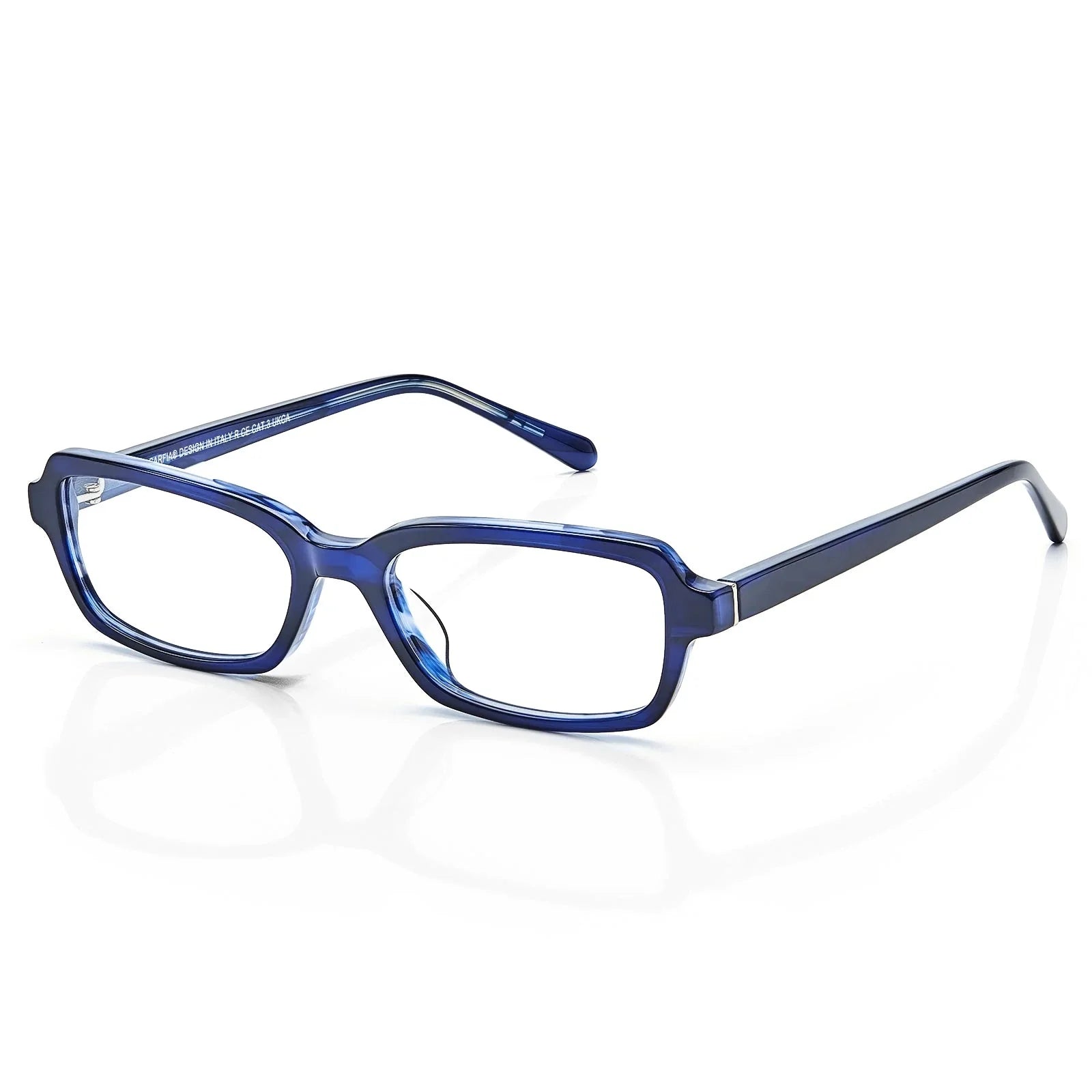 IGIOO Leoon CA7033-C3 Navy Acetate Rectangle Prescription Glasses Eyeglasses for Unisex, Three-Quarter View