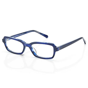 IGIOO Leoon CA7033-C3 Navy Acetate Rectangle Prescription Glasses Eyeglasses for Unisex, Three-Quarter View