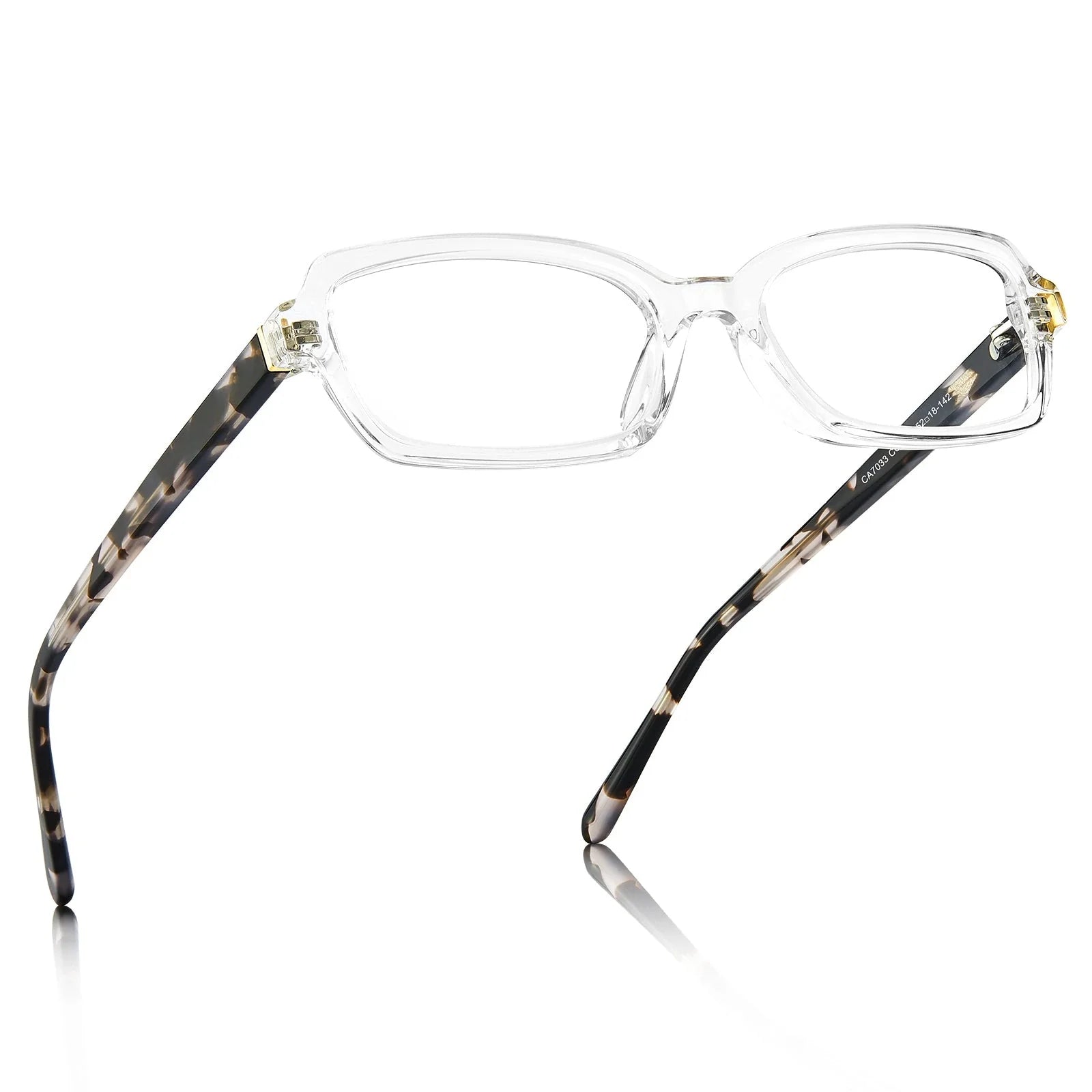 IGIOO Leoon CA7033-C4 Transparent Acetate Rectangle Prescription Glasses Eyeglasses for Unisex, Angle View