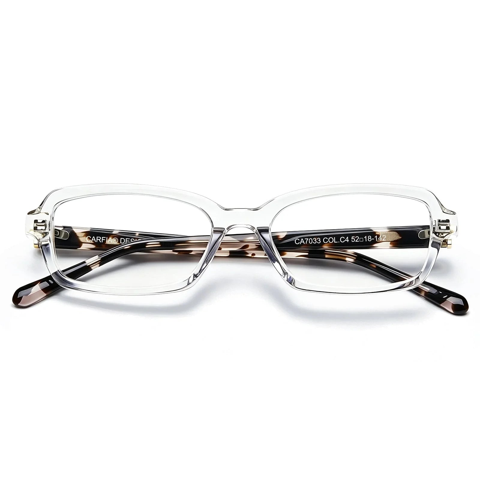 IGIOO Leoon CA7033-C4 Transparent Acetate Rectangle Prescription Glasses Eyeglasses for Unisex, Flatlay View
