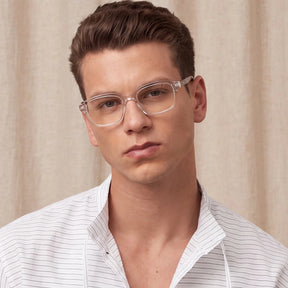 IGIOO Leoon CA7033-C4 Transparent Acetate Rectangle Prescription Glasses Eyeglasses for Unisex, Model View