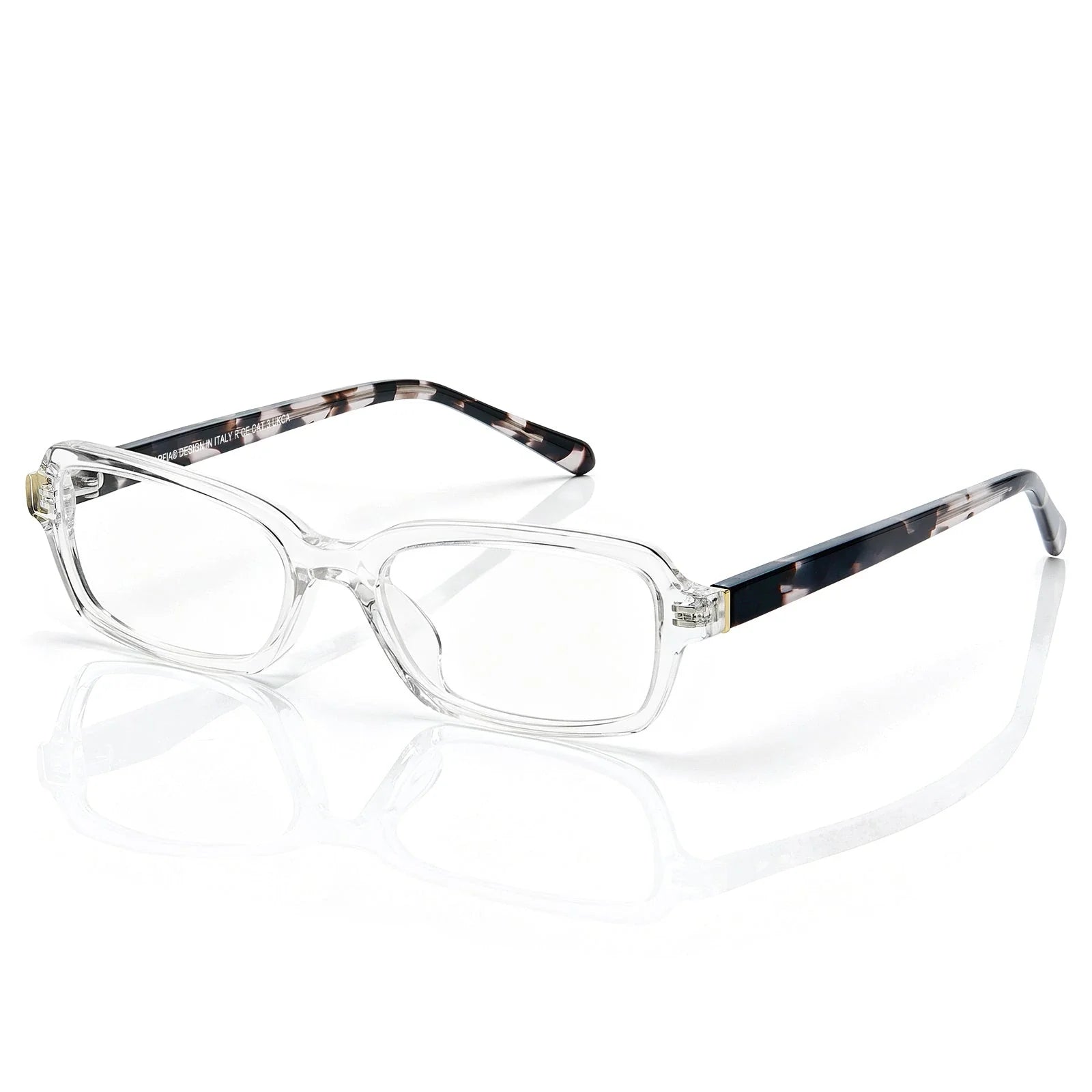 IGIOO Leoon CA7033-C4 Transparent Acetate Rectangle Prescription Glasses Eyeglasses for Unisex, Three-Quarter View
