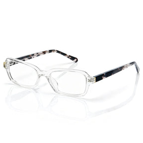 IGIOO Leoon CA7033-C4 Transparent Acetate Rectangle Prescription Glasses Eyeglasses for Unisex, Three-Quarter View
