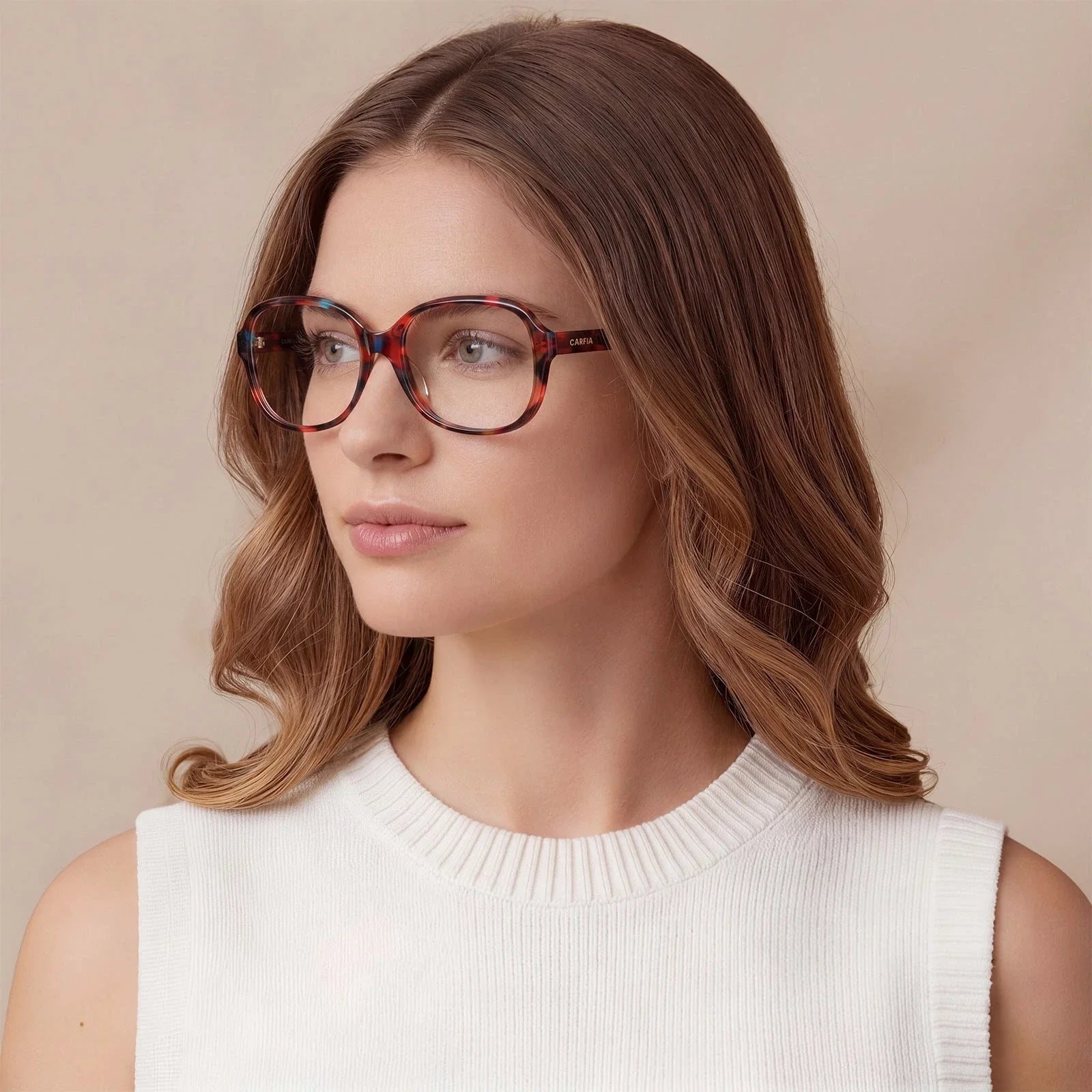 IGIOO Matthew CA2024-C07 Tortoise Acetate Square Prescription Glasses Eyeglasses for Women, Lifestyle View