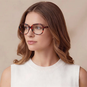 IGIOO Matthew CA2024-C07 Tortoise Acetate Square Prescription Glasses Eyeglasses for Women, Lifestyle View