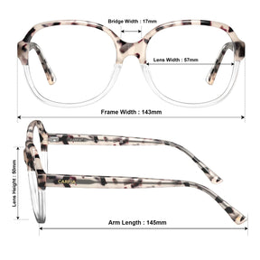 IGIOO Matthew CA2024-C14 Tortoise Acetate Square Prescription Glasses Eyeglasses for Women, Size Chart