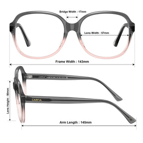 IGIOO Matthew CA2024-C15 Multicolor Acetate Square Prescription Glasses Eyeglasses for Women, Size Chart