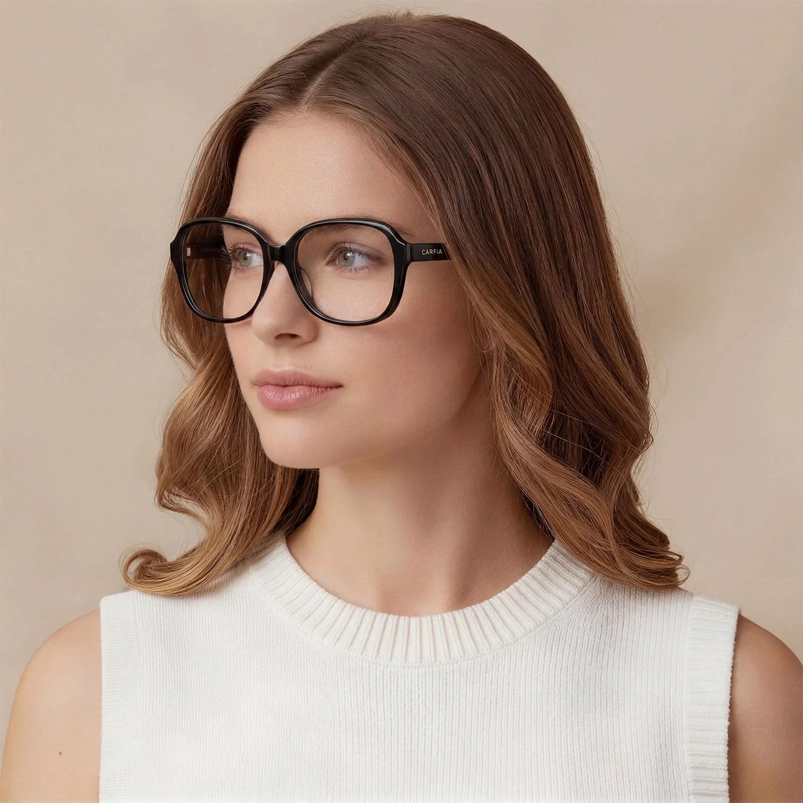 IGIOO Matthew CA2024FC01 Black Acetate Square Prescription Glasses Eyeglasses for Women, Lifestyle View