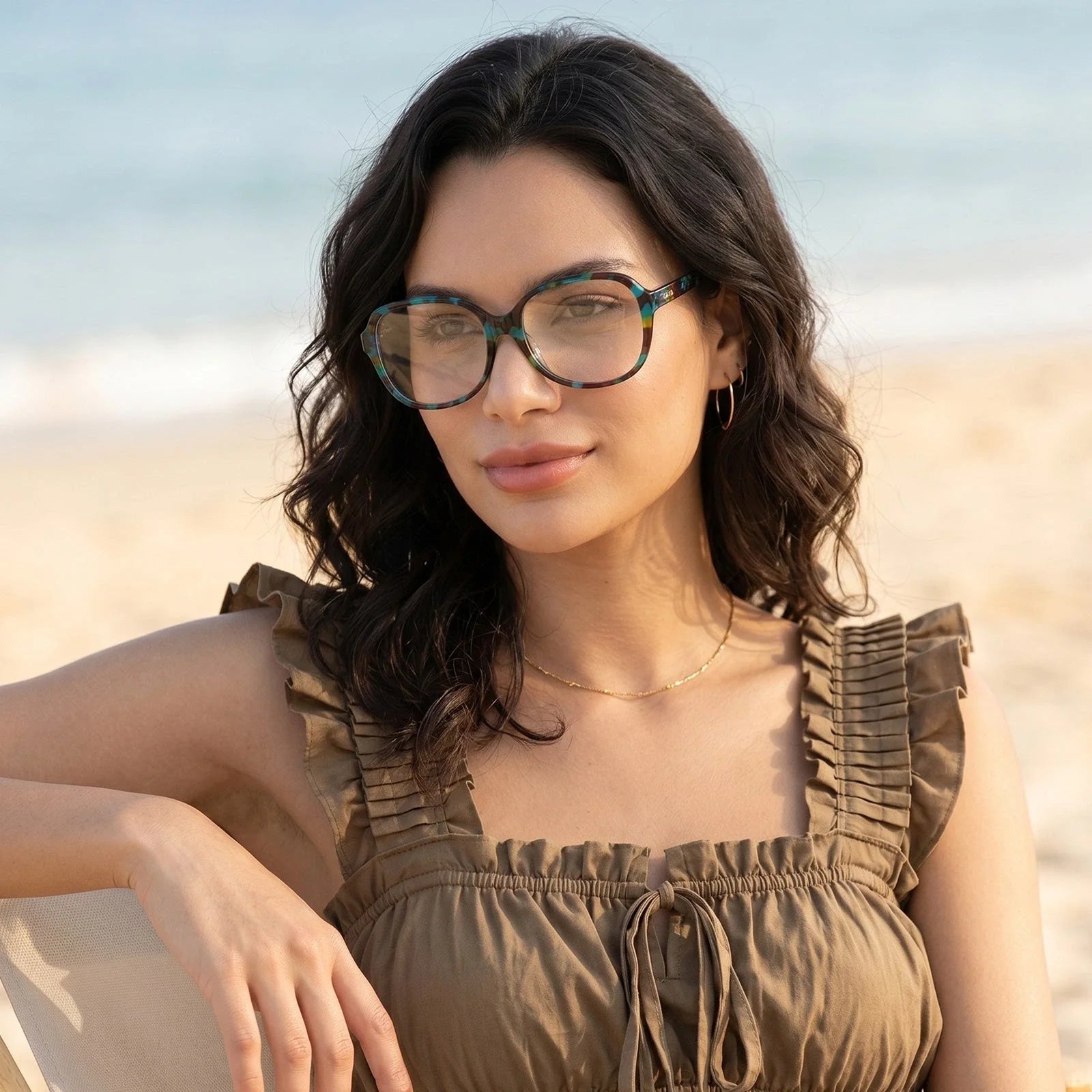 IGIOO Matthew CA2024FC02 Tortoise Acetate Square Prescription Glasses Eyeglasses for Women, Model View