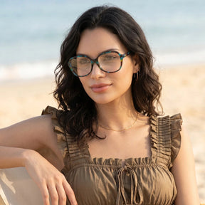 IGIOO Matthew CA2024FC02 Tortoise Acetate Square Prescription Glasses Eyeglasses for Women, Model View