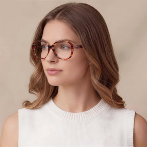 IGIOO Matthew CA2024FC04 Tortoise Acetate Square Prescription Glasses Eyeglasses for Women, Lifestyle View