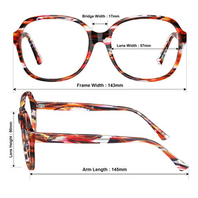 IGIOO Matthew CA2024FC04 Tortoise Acetate Square Prescription Glasses Eyeglasses for Women, Size Chart
