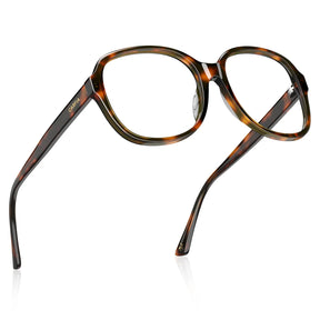 IGIOO Matthew CA2024-FC05 Tortoise Acetate Square Prescription Glasses Eyeglasses for Women, Flat Lay View
