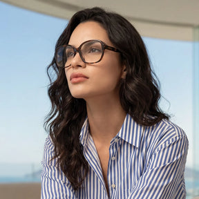 IGIOO Matthew CA2024-FC05 Tortoise Acetate Square Prescription Glasses Eyeglasses for Women, Model View