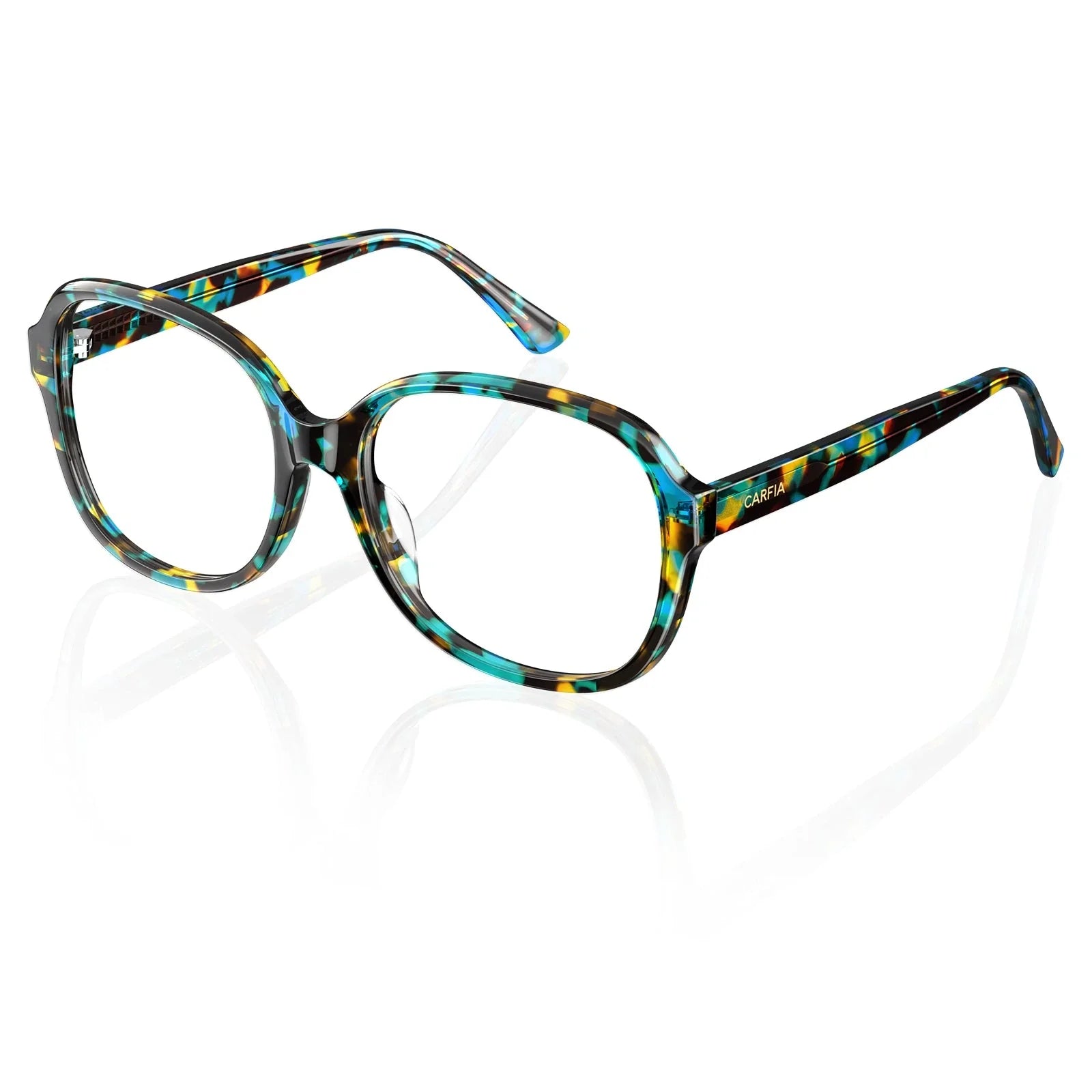 IGIOO Matthew CA2024-R02 Tortoise Acetate Square Prescription Glasses Eyeglasses for Women, Three-Quarter View