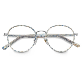 IGIOO Monterey Beige-Blue Metal Round Prescription Glasses Eyeglasses for Unisex, Detail View