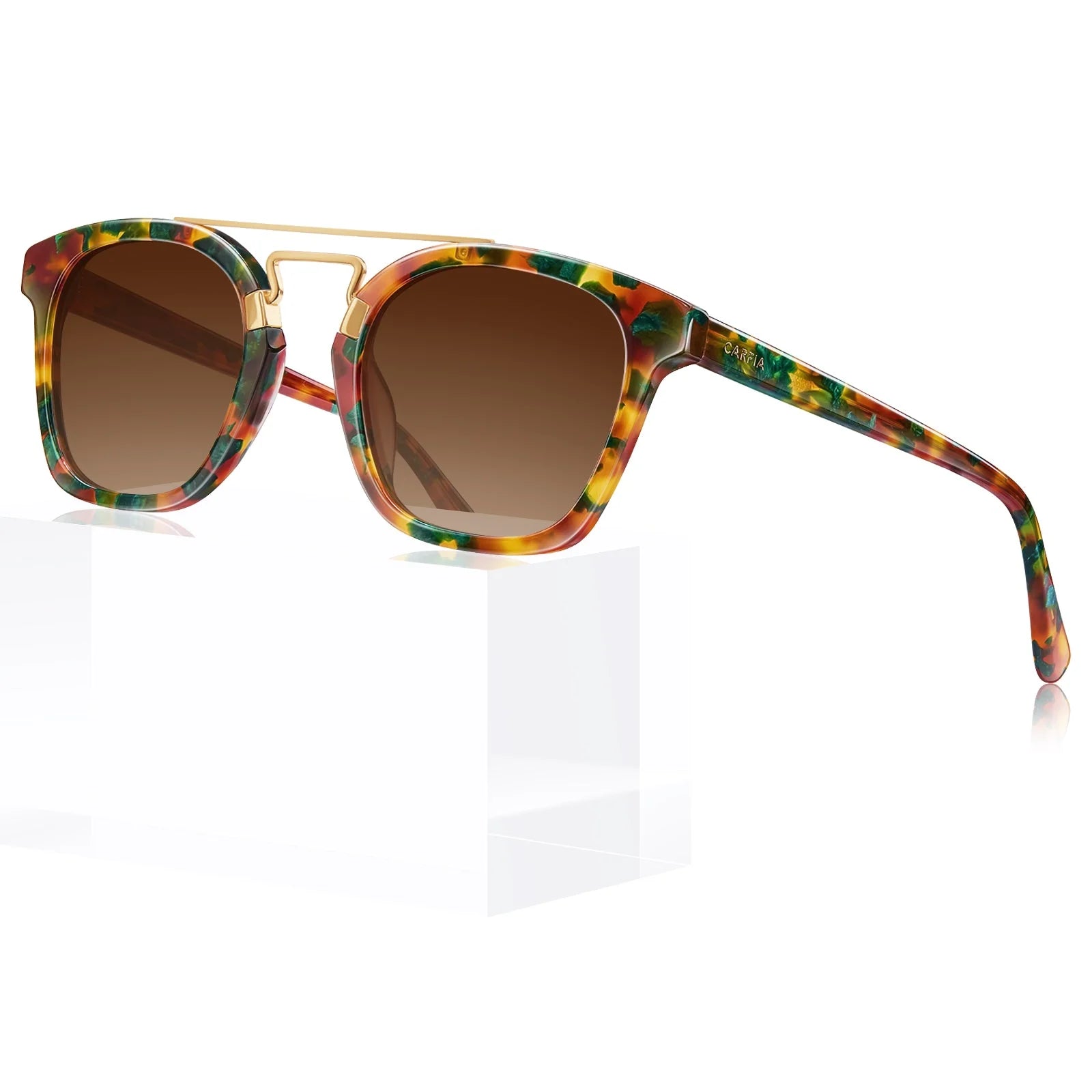 IGIOO Niloss CA5399-C08 Tortoise Acetate Square Polarized Prescription Sunglasses for Women, Angle View