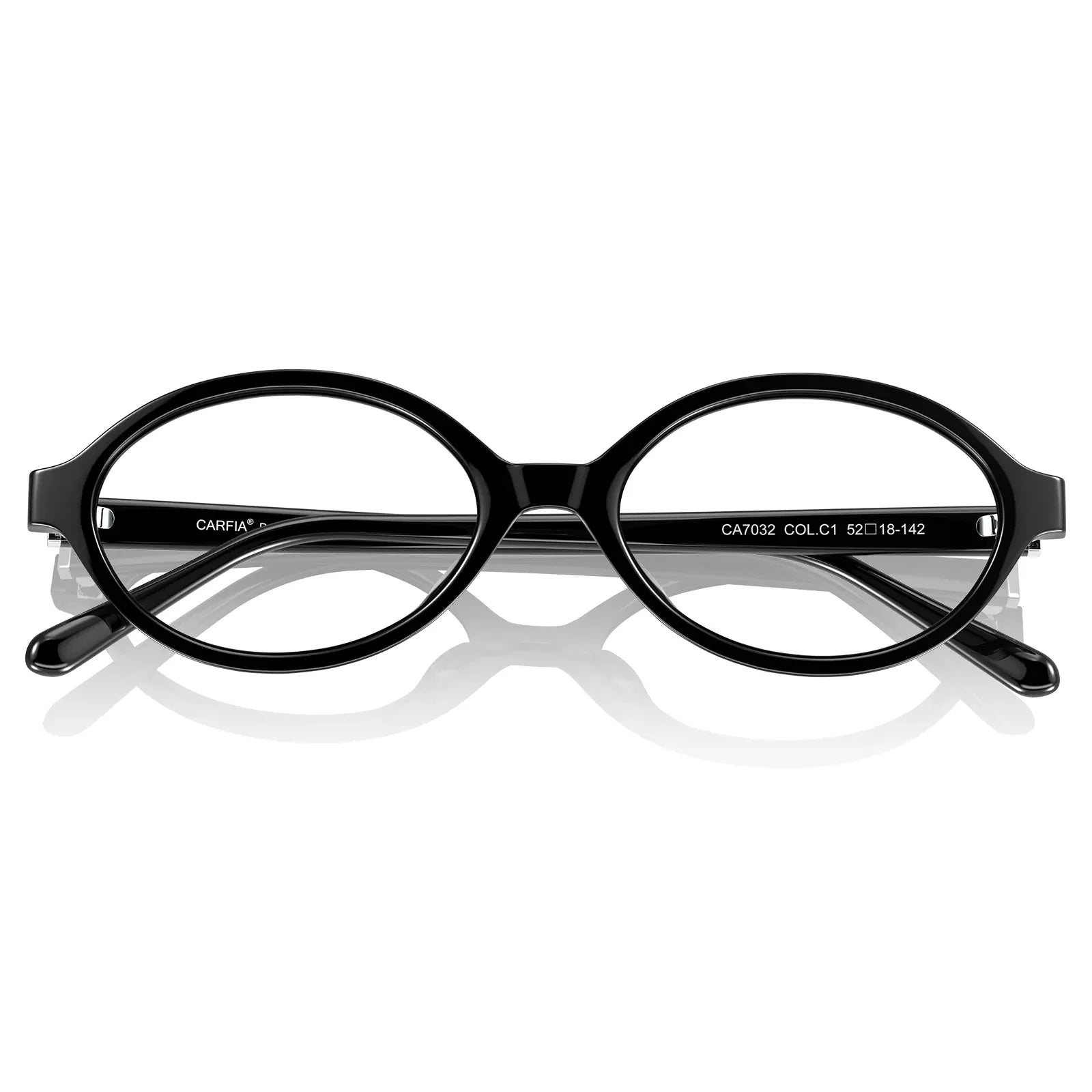 IGIOO Ovalen CA7032-C1 Black Acetate Oval Prescription Glasses Eyeglasses for Women, Folded View