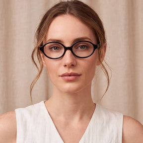 IGIOO Ovalen CA7032-C1 Black Acetate Oval Prescription Glasses Eyeglasses for Women, Model View