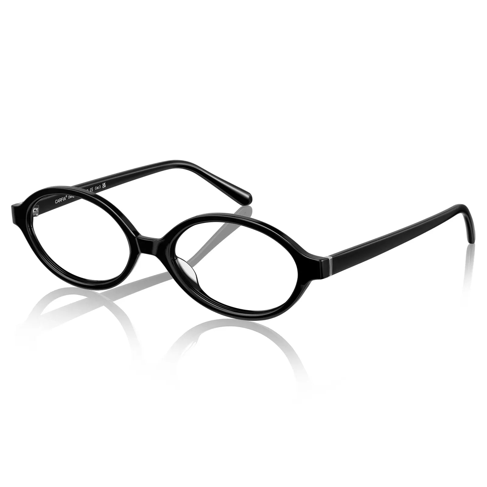 IGIOO Ovalen CA7032-C1 Black Acetate Oval Prescription Glasses Eyeglasses for Women, Scene View