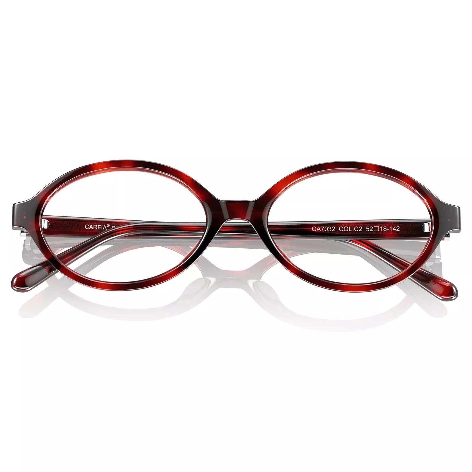 IGIOO Ovalen CA7032-C2 Tortoise Acetate Oval Prescription Glasses Eyeglasses for Women, Folded View