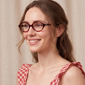 IGIOO Ovalen CA7032-C2 Tortoise Acetate Oval Prescription Glasses Eyeglasses for Women, Model View
