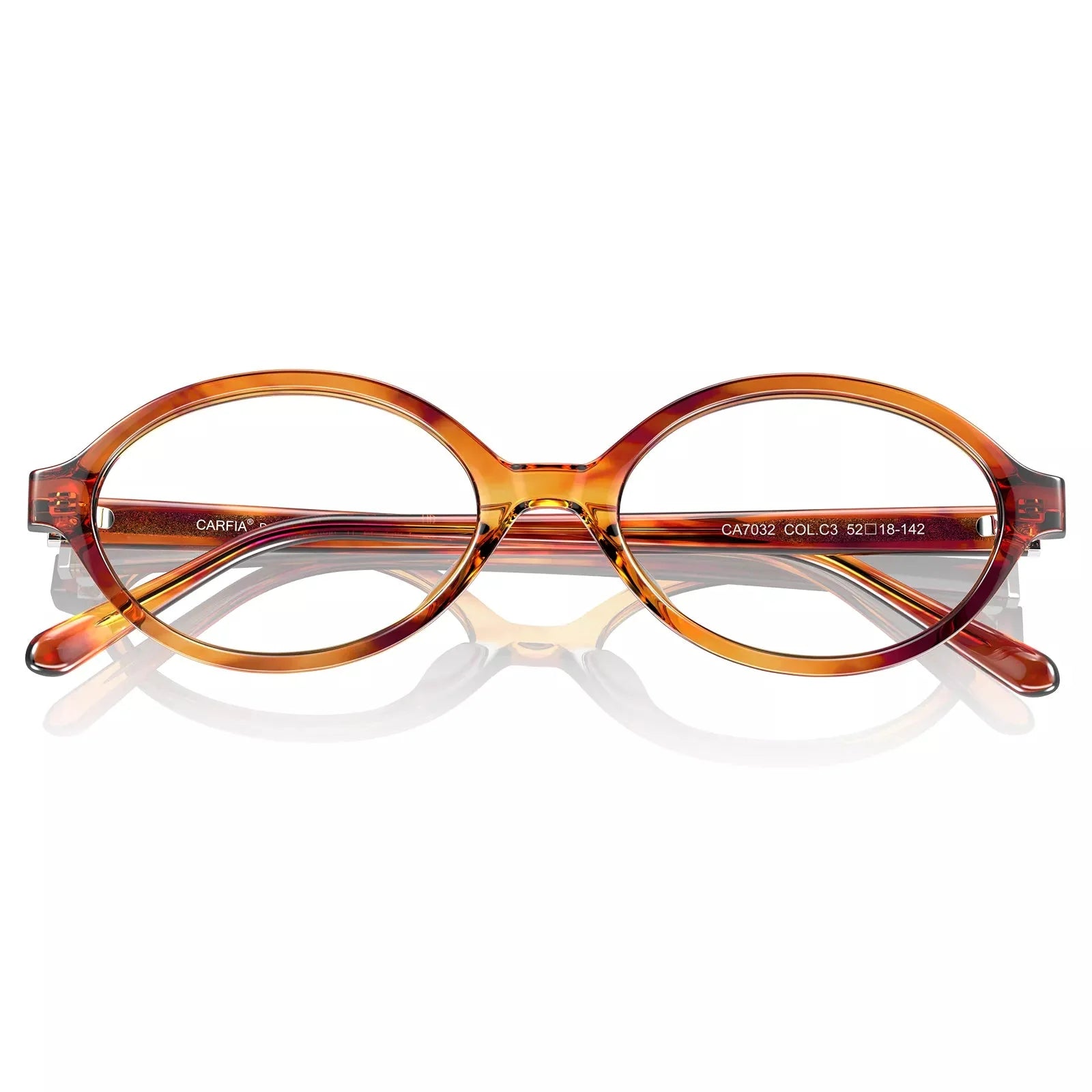 IGIOO Ovalen CA7032-C3 Tortoise Acetate Oval Prescription Glasses Eyeglasses for Women, Folded View