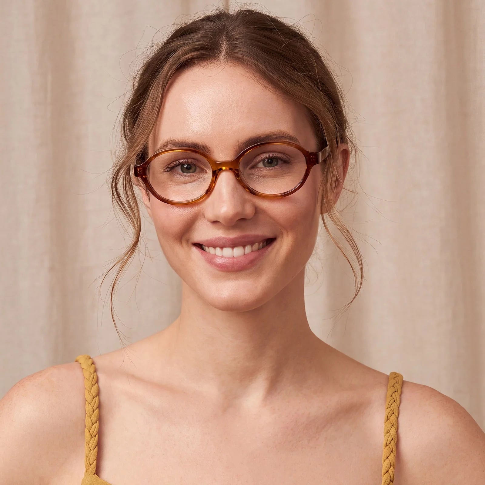 IGIOO Ovalen CA7032-C3 Tortoise Acetate Oval Prescription Glasses Eyeglasses for Women, Model View