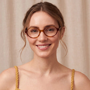 IGIOO Ovalen CA7032-C3 Tortoise Acetate Oval Prescription Glasses Eyeglasses for Women, Model View